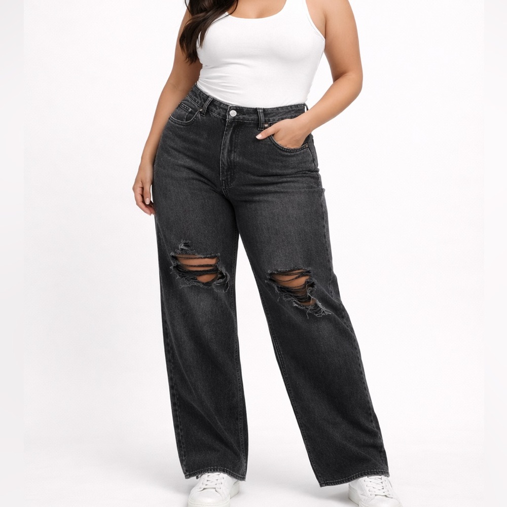 American Eagle Women Distressed Wide Leg Jeans size 12 Regular